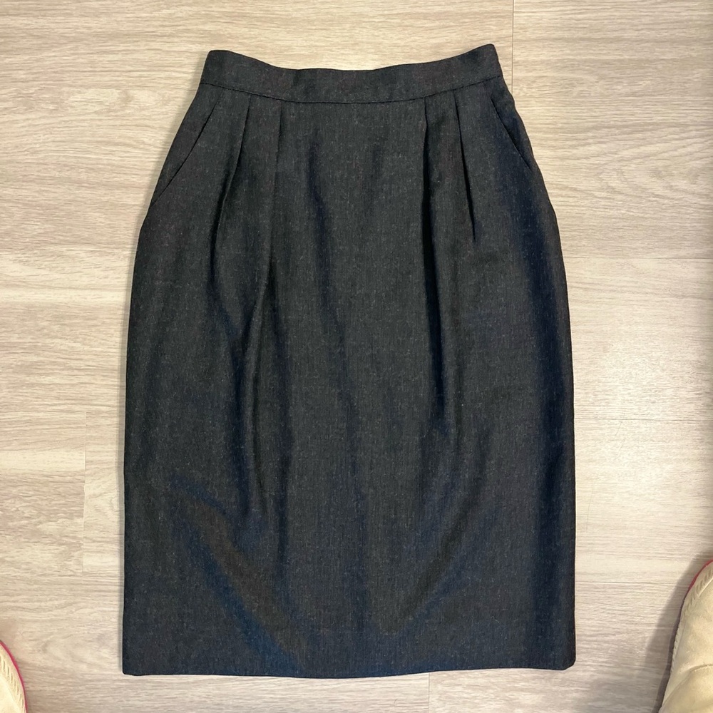 Vintage Christian Dior 100% Wool Classic Charcoal Women's Skirt